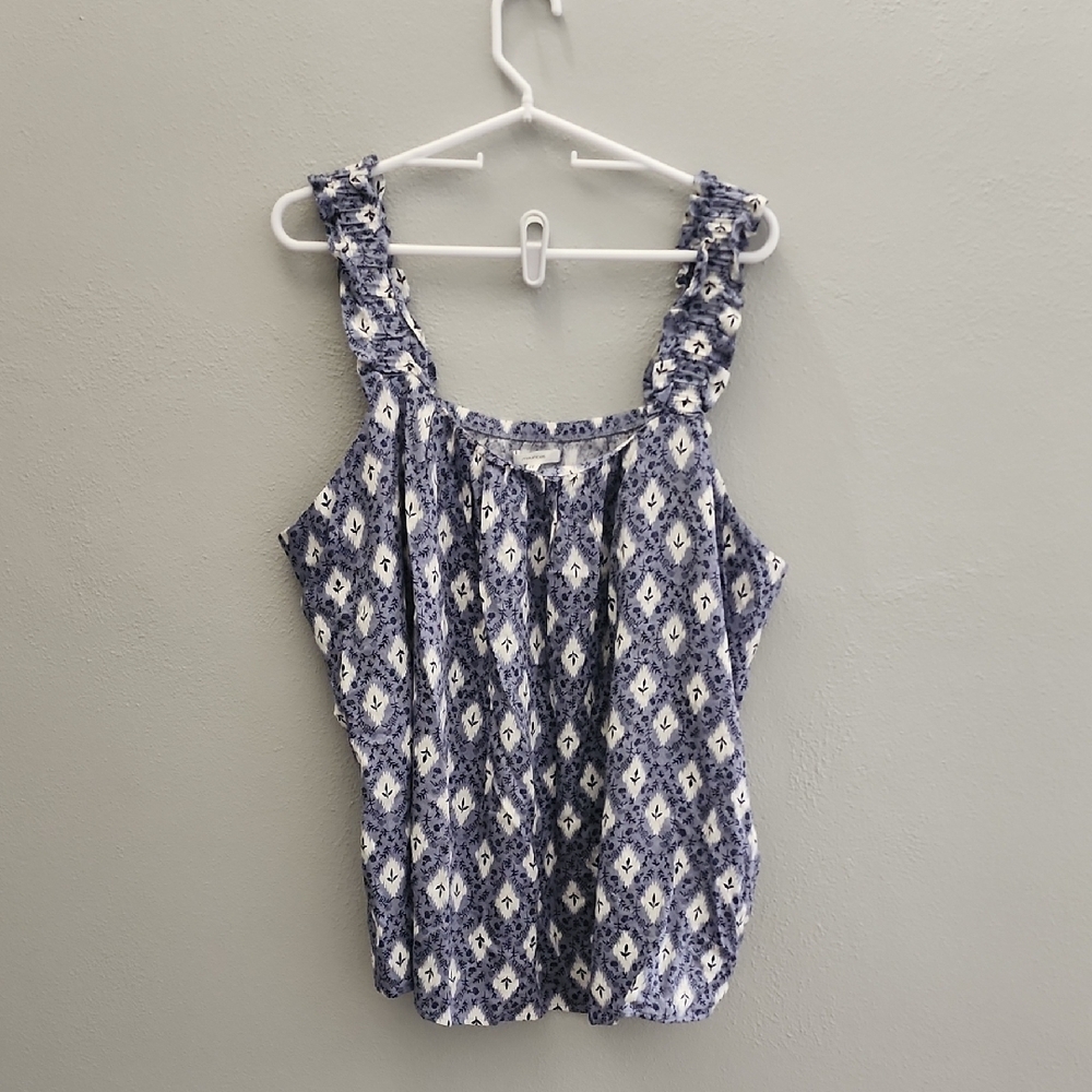 Maurices Blue and White Smocked Tank Top